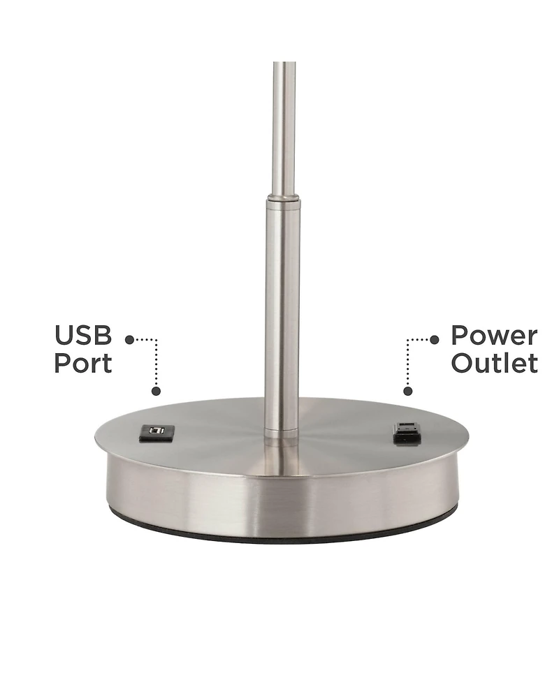 360 Lighting Nikola Modern Accent Table Lamps 23 3/4" High Set of 2 with Usb and Ac Power Outlet in Base Drum Shade for Bedroom Home Desk