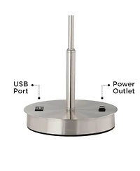 360 Lighting Nikola Modern Accent Table Lamps 23 3/4" High Set of 2 with Usb and Ac Power Outlet in Base Drum Shade for Bedroom Home Desk