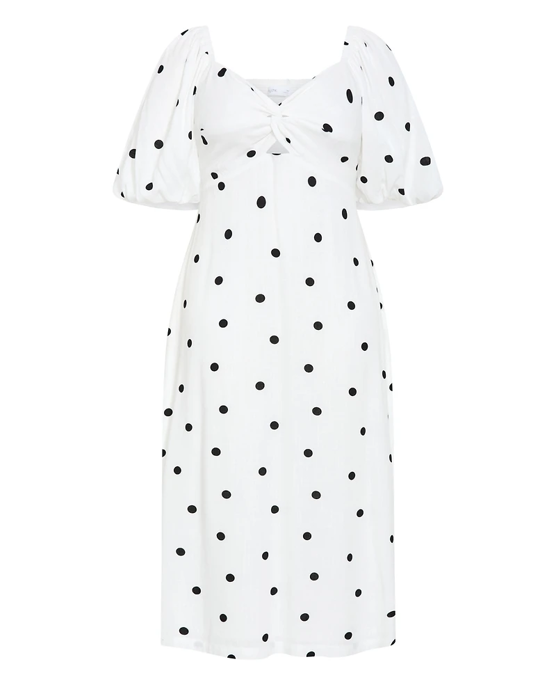 City Chic Women's Plus size Nala Spot Print Twist Front Dress