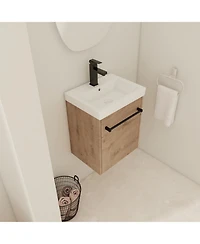 Busdays 18'' Floating Wall-Mounted Bathroom Vanity with Ceramic Sink and Soft-Close Cabinet Door, For Small Bathroom