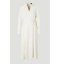 Karen Millen Women's Crepe Buckle Waist Midi Shirt Dress
