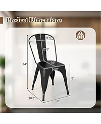 Gouun Set of 4 Metal Dining Chairs with Removable Backrest