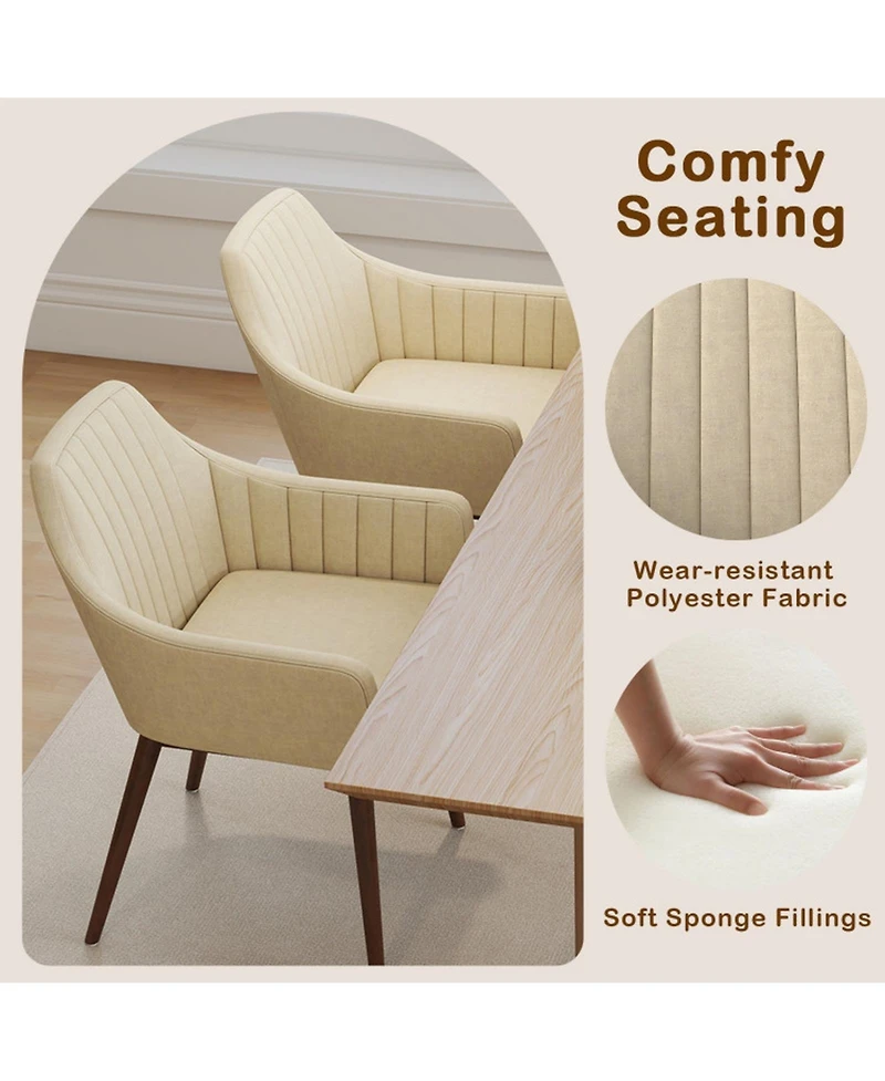 Gouun Set of 2 Upholstered Accent Dining Chairs with Padded Seat and Armrests