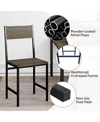 Gouun Set of 4 Engineered Wood Dining Chairs with Metal Legs and Slanted Back