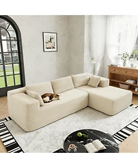 Homsee 106" Modular Sectional Sofa with Pillows, L-Shape Corduroy Cloud Couch