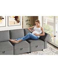 gaomon Convertible Sectional Sofa with Reversible Chaise, Chenille Modular Couch with Storage
