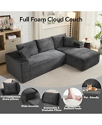 gaomon 108" Cloud Sectional Sofa, L-Shaped Couch with Deep Seat, Corduroy