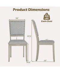 Gouun Set of 2 Farmhouse Fabric Upholstered Dining Chairs with Nailhead Trim