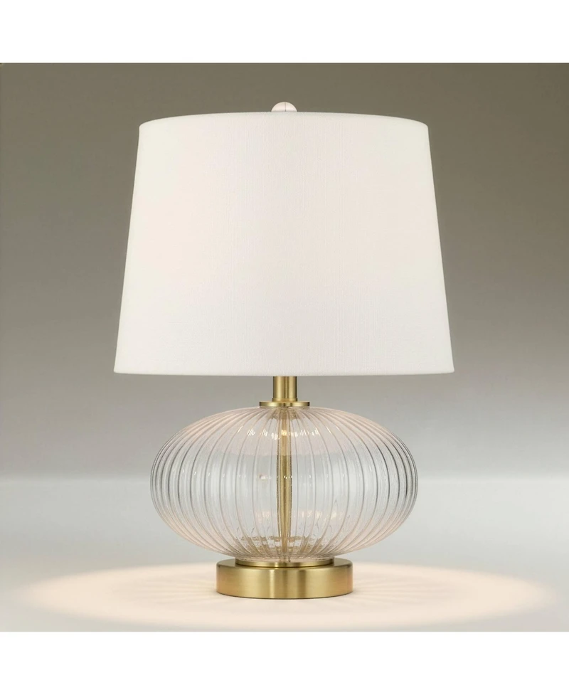 360 Lighting Darrah 20" High Small Mid Century Modern Accent Table Lamp Usb Port Clear Glass Brass Finish Living Room Charging