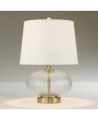 360 Lighting Darrah 20" High Small Mid Century Modern Accent Table Lamp Usb Port Clear Glass Brass Finish Living Room Charging