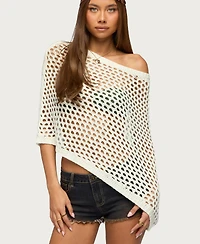 Edikted Women's Cloe Off Shoulder Crochet Poncho