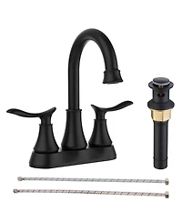 Busdays 2-Handle 4-Inch Matte Bathroom Faucet, Bathroom Vanity Sink Faucets with Pop-up Drain and Supply Hoses