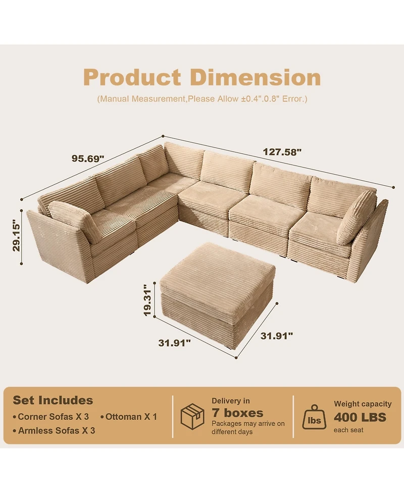 Xizzi -Piece Living Room Furniture Sectional Sofa, L-Shaped Deep Seat Cloud Couch with Chaise Ottoman