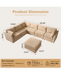 Xizzi -Piece Living Room Furniture Sectional Sofa, L-Shaped Deep Seat Cloud Couch with Chaise Ottoman