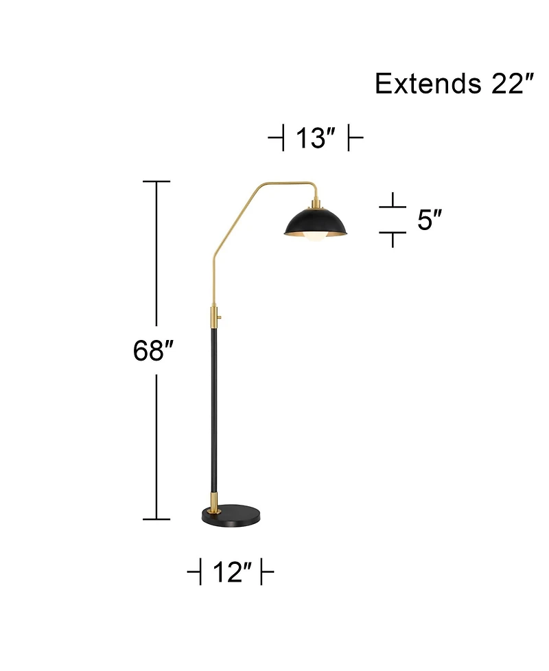 Possini Euro Design Baltar Modern 68 1/2" Tall Standing Floor Lamp Curved Arc Dimmable Metal Brass Finish Bedroom Dome Shade