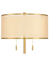 Possini Euro Design Granview Mid Century Modern 66" Tall Standing Floor Lamp with Glass Table Usb Port Gold Metal Warm Brass Finish