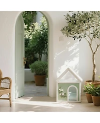 Zeus & Ruta Cedar Floral Carved Transparent Roof Cat House 63.5×47.5×77.6cm