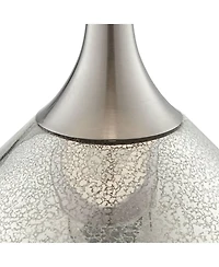 Possini Euro Design Swift Modern Table Lamp with SquareMarble Riser 30 1/2" Tall Glass Chrome Drum Shade for Bedroom Living Room House Home