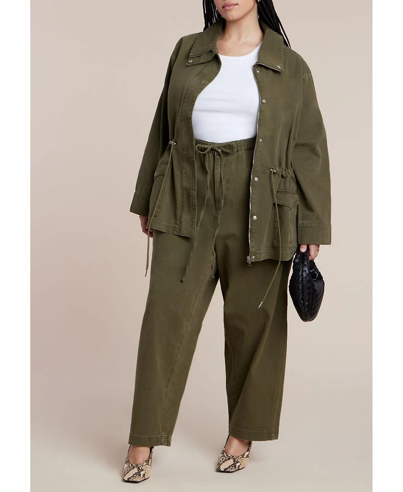 Eloquii Women's Drawstring Waist Cargo Jacket