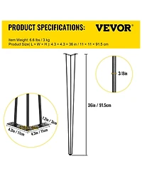 Gouun 36 in Hairpin Table Legs Set of 4, Carbon Steel 3-Rod Furniture Legs with 880 lbs Total Load Capacity