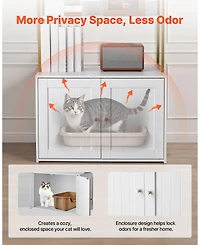 Gouun Hidden Cat Litter Box Cabinet with Storage Shelves and Metal Legs