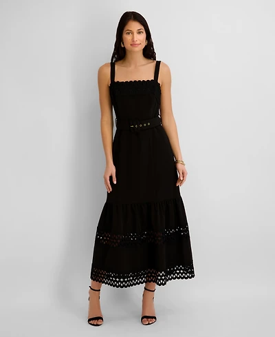 Kensie Women's Soft Touch Gab Square Neck Dress