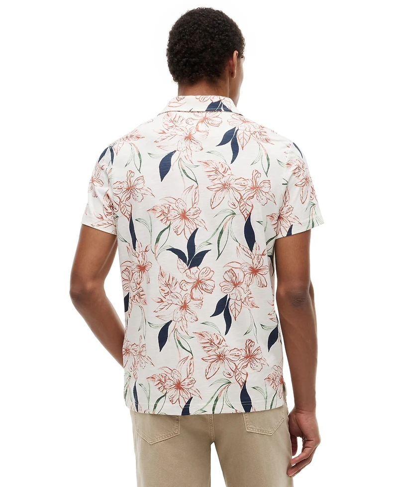 Tommy Hilfiger Men's Slub Jersey Allover Print Regular-Fit Polo Shirt