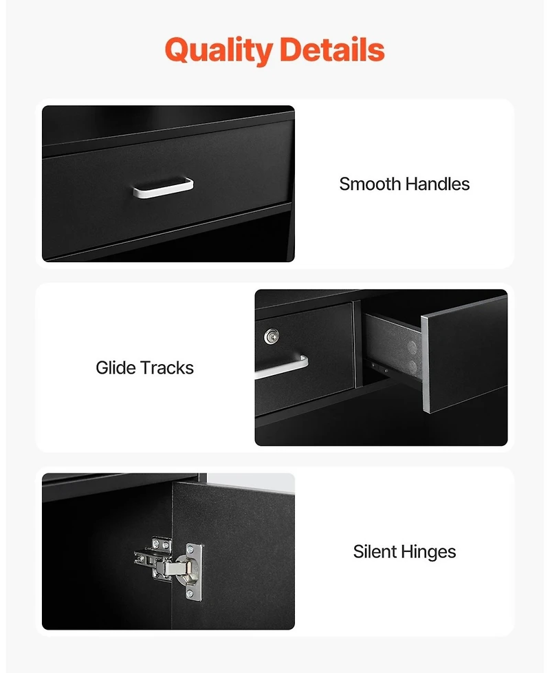 Gouun Reception Desk with Counter, 47 x 19 in Mdf Front Desk Table with 3 Drawers and Lockable Storage Cabinet