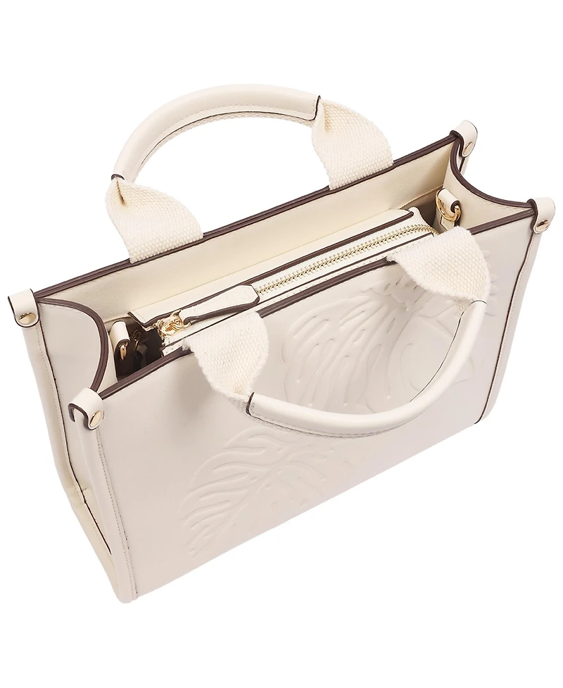 Tommy Bahama Darcy Leaf Motif Medium Tote – Embossed Pu Convertible Top Handle and Crossbody Bag