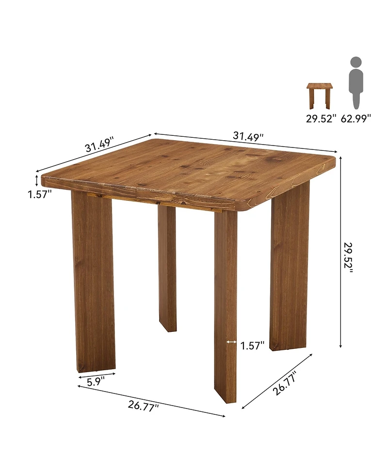 Tribesigns Solid Wood Square Dining Table, 31.5-Inch Farmhouse Small Kitchen Table