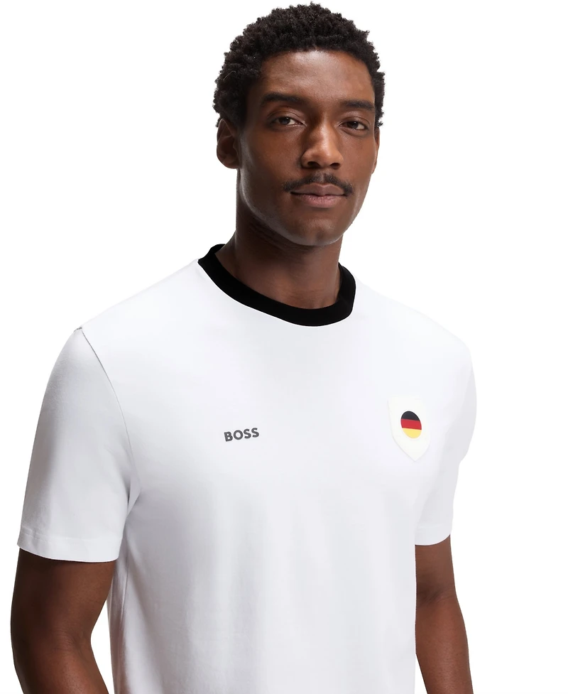 Boss by Hugo Men's Stretch-Cotton Germany Country Flag Logo T-Shirt