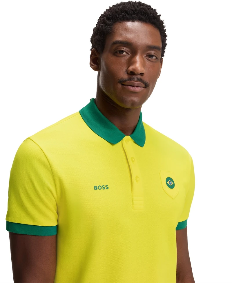 Boss by Hugo Men's Paddy Brazil Country Flag Trim Polo Shirt