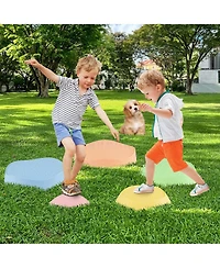 Slickblue Non Slip Kids Balance Stones 5 Piece Stepping Set with Storage Bag