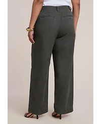 Eloquii Women's Plus Twill Straight Leg Pant