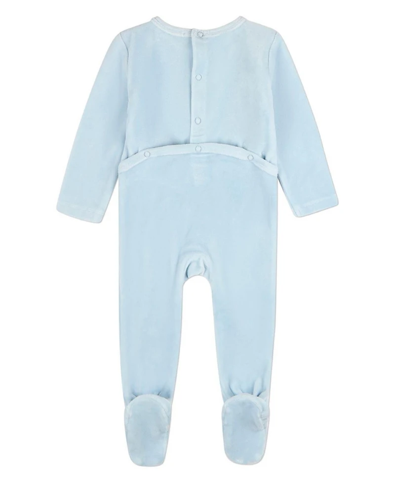MeMoi Baby Girls "Bunny Meets Chick" Plush Embossed Cotton-Rich Velour Footie