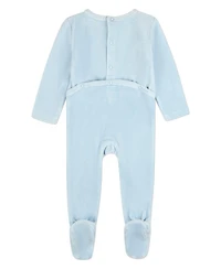 MeMoi Baby Girls "Bunny Meets Chick" Plush Embossed Cotton-Rich Velour Footie