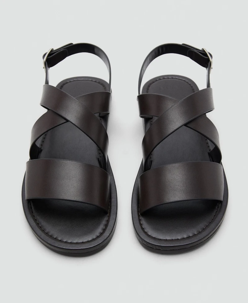Mango Men's Crossed Straps Leather Sandals