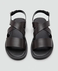 Mango Men's Crossed Straps Leather Sandals