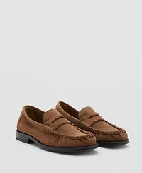 Mango Men's Ruched Suede Leather Loafers