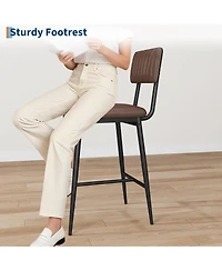 gaomon Bar Stools Set of 4 with Backrest and Footrest,Counter Height Bar Stools of 4 with Thick Cushion and Thickened Metal Legs for Island,Kitchen