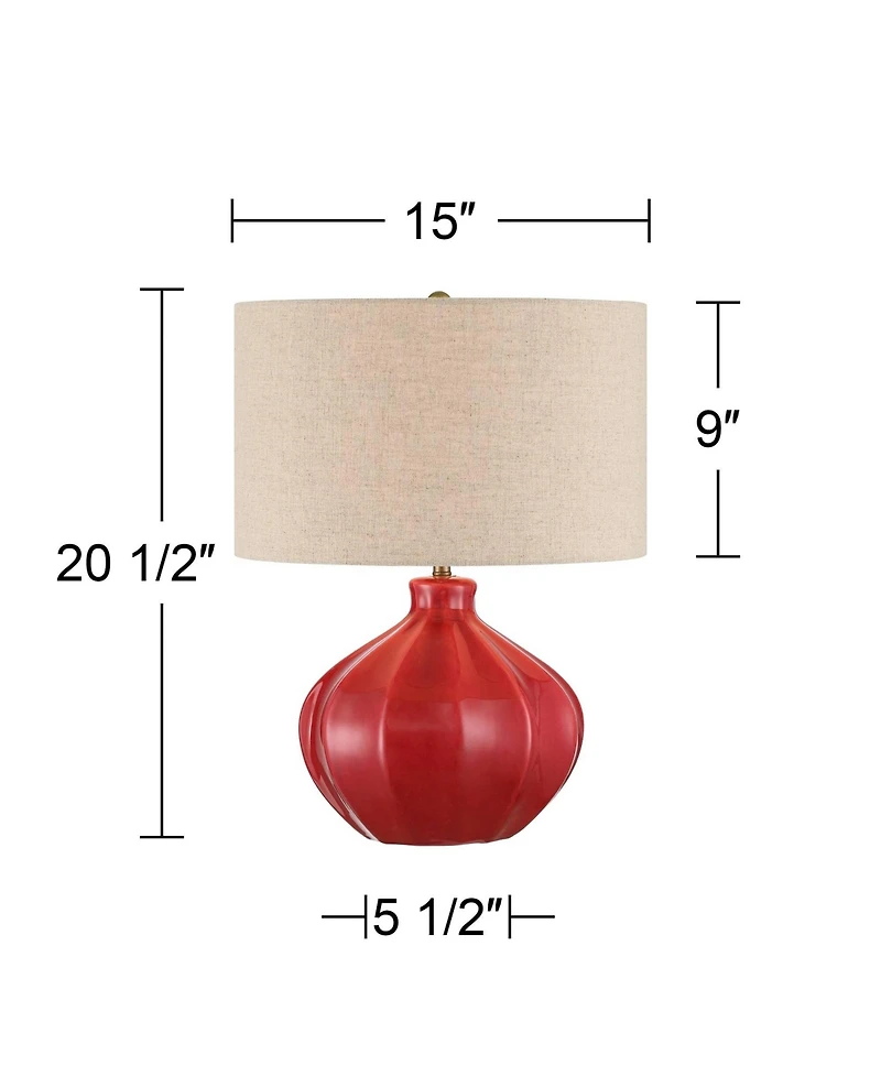360 Lighting Gordy 20 1/2" High Small Mid Century Modern Accent Table Lamp Red Ceramic Single Living Room Bedroom Colors May Vary