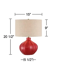360 Lighting Gordy 20 1/2" High Small Mid Century Modern Accent Table Lamp Red Ceramic Single Living Room Bedroom Colors May Vary