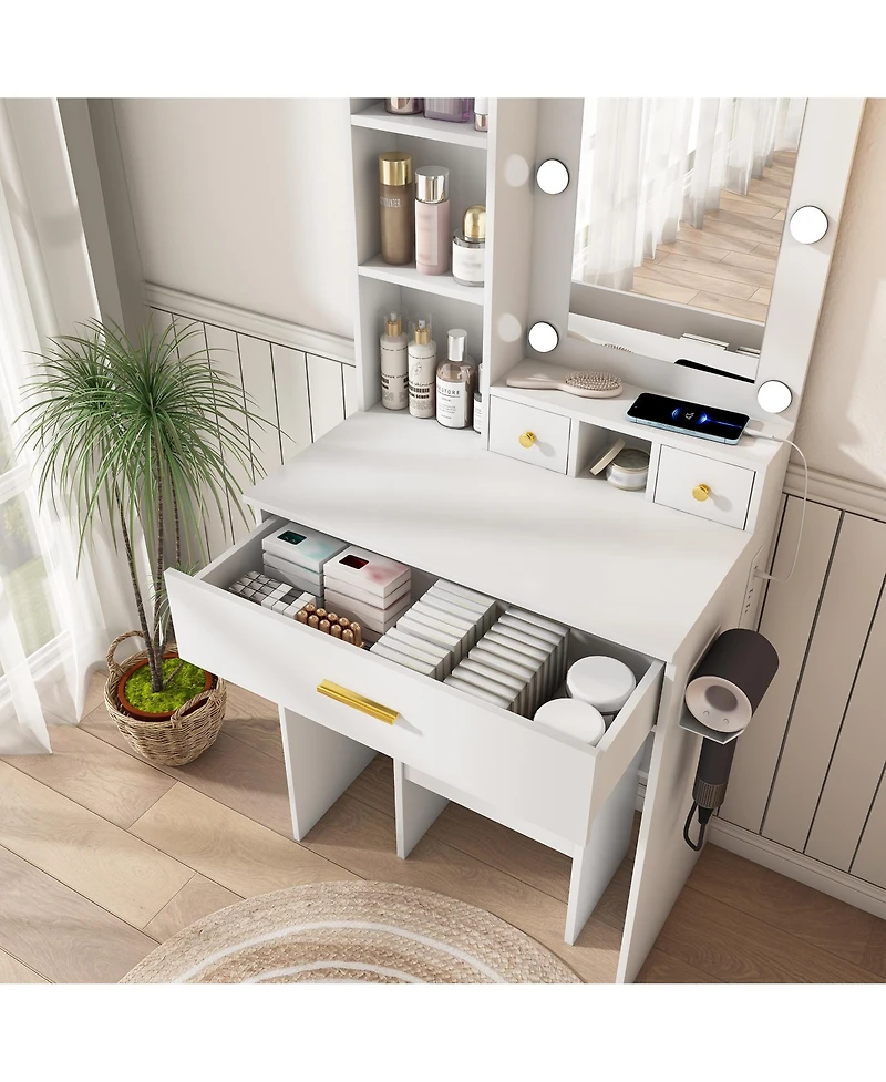 Flynama Timeless Classic Wooden Nightstand Cherry Finish Traditional Bedroom Storage Furniture with Drawers