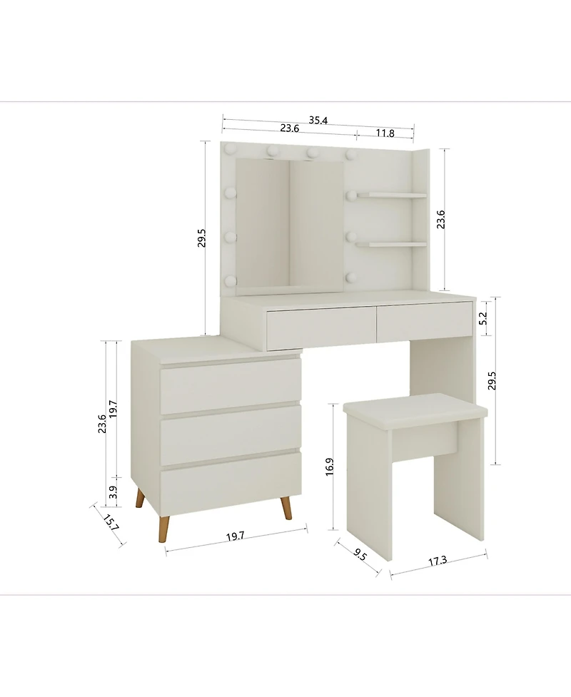 Flynama Elegant Modern Wooden Nightstand with 2 Drawers Natural Finish Bedside Table for Bedroom Living Room