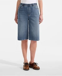 Lands' End Women's Starfish High Rise Knit Denim 12" Bermuda Shorts