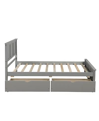 flynama Twin Size Platform Storage Bed with Two Drawers on Wheels Space Saving Design for Bedroom
