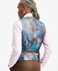 Tayion Collection Men's Classic-Fit Medium Brown Suit Separate Double-Breasted Vest