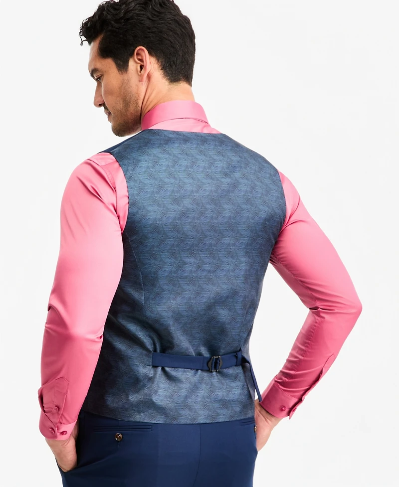 Tayion Collection Men's Classic-Fit Navy Suit Separate Vest