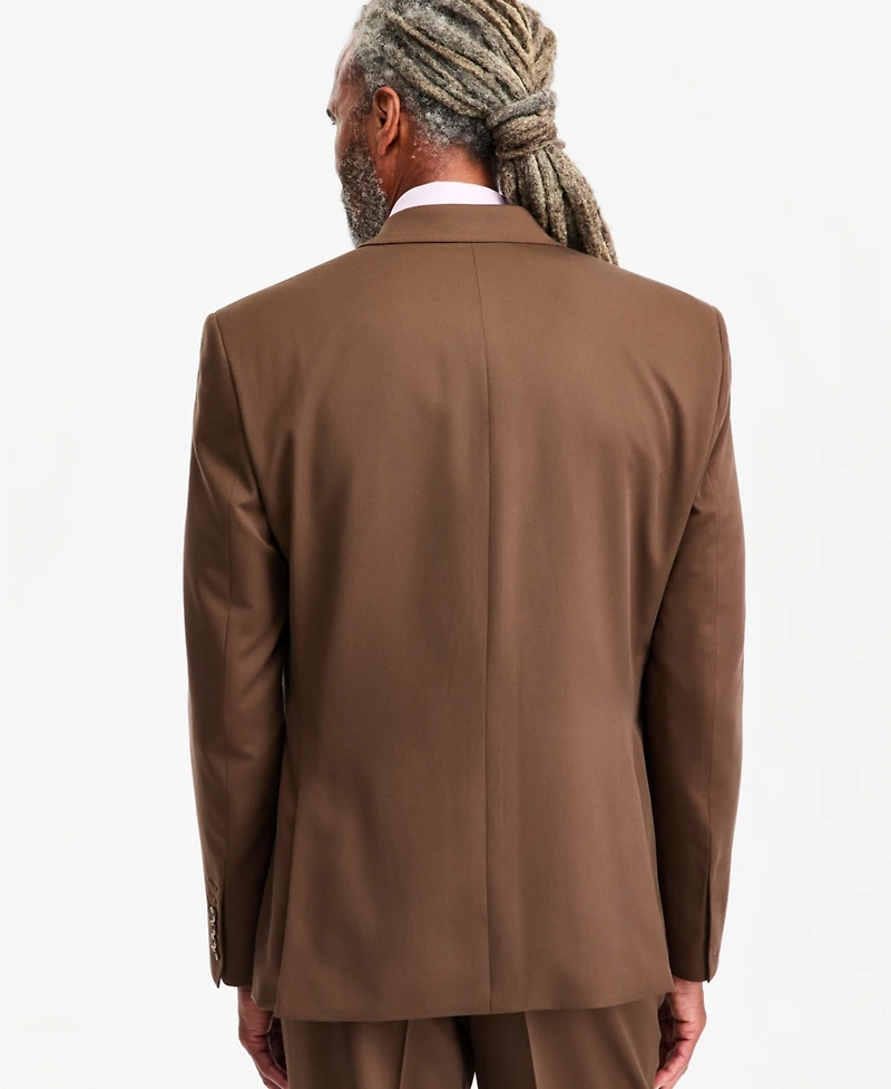 Tayion Collection Men's Classic-Fit Medium Brown Suit Separate Double-Breasted Jacket