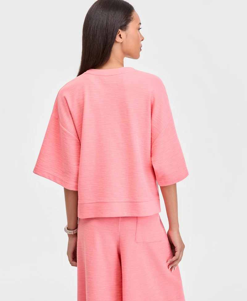 Id Ideology Women's Rub Slub Short-Sleeve Top, Macy's Exclusive